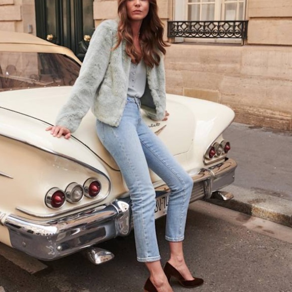 Sezane Light Blue Cropped Straight Jeans